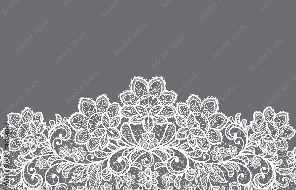 lace seamless flowers decoration element. lace ribbon - obrazy, fototapety, plakaty 