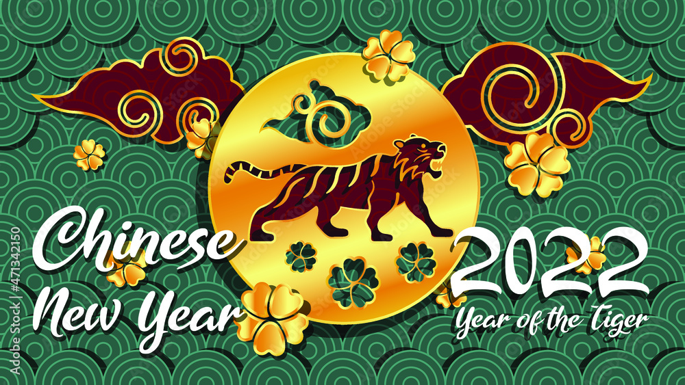 Chinese new year 2022 vector background. Happy new year 2022, Chinese new year, Year of the tiger.
