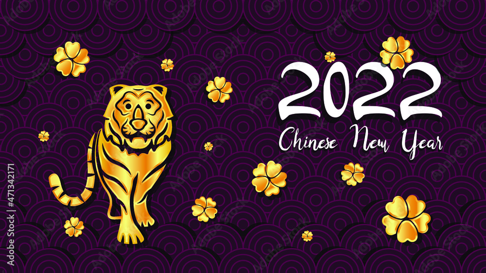 Obraz premium Chinese new year 2022 vector background. Happy new year 2022, Chinese new year, Year of the tiger.