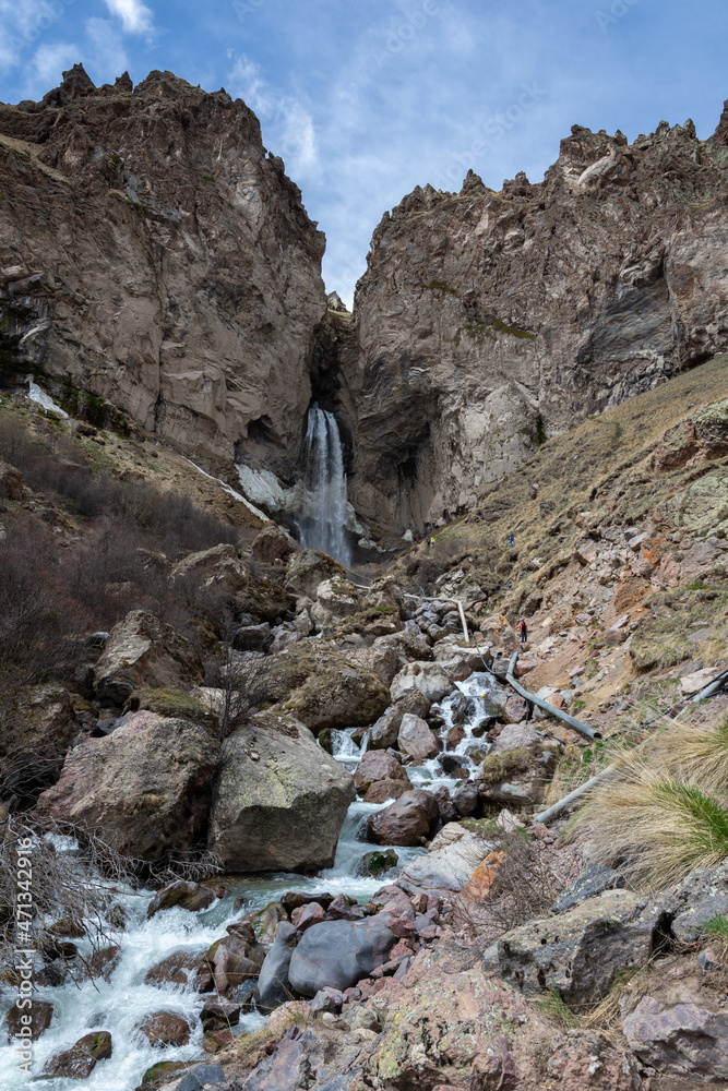 view of the Sultan waterfall in the Elbrus region view of the Sultan waterfall in the Elbrus region