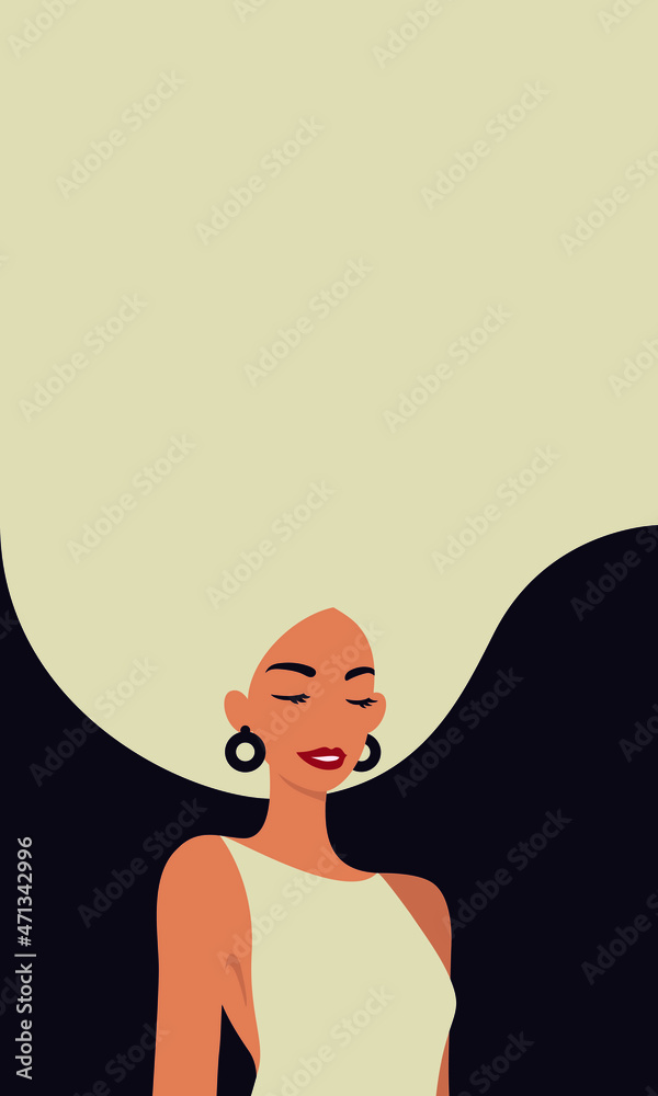 Modern illustration of beautiful woman with long hair. A woman with