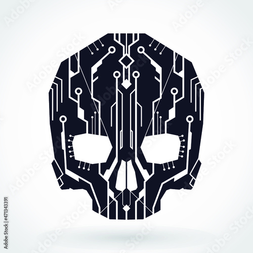 circuit board cyber skull symbol