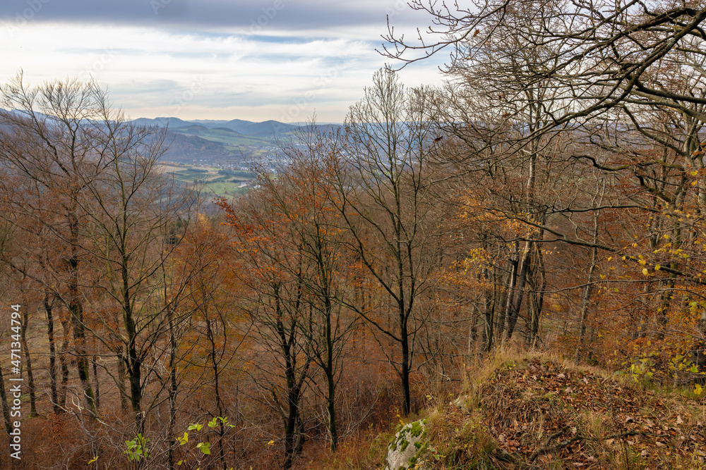 Aerial view from Hill with autumn woodscape in German Sauerland Aerial view from Hill with autumn woodscape in German Sauerland