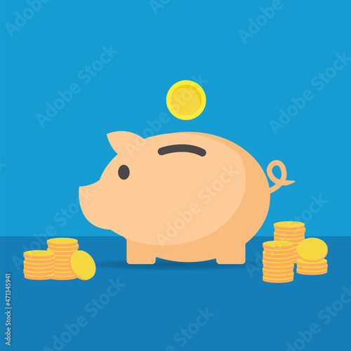 piggy bank and coins. money saving concept 