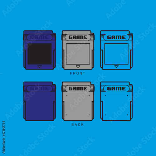 Vector Flat Old Game Cartridge Icon Front and Back
