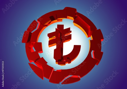 Turkish Lira logo with many...