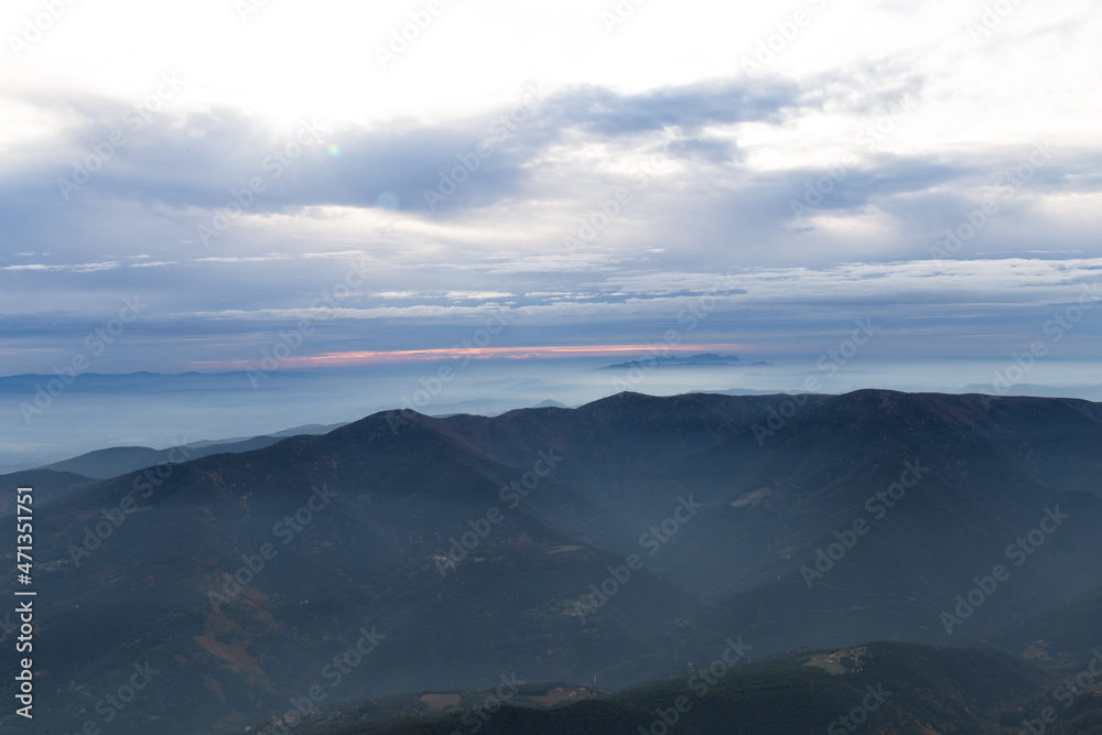 Mountains at sunset on an autumnal day