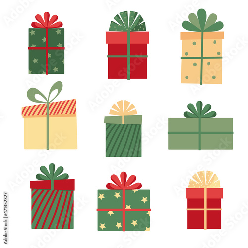 Vector set with gift boxes. Vector illustration for clothing, packaging, gifts, cards, posters and stationery. 