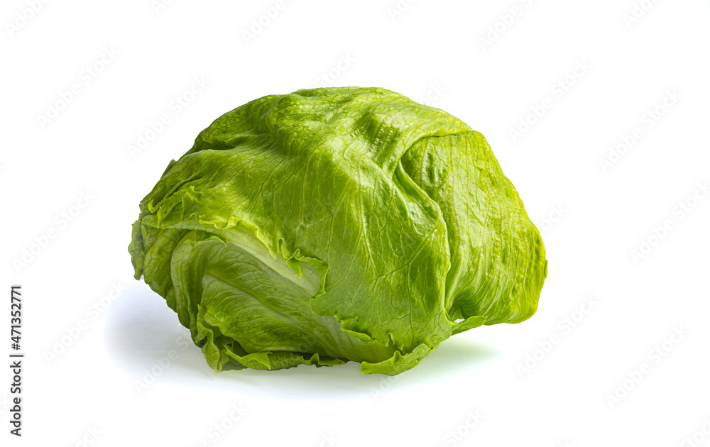 Green Iceberg lettuce on white background close up Green Iceberg lettuce on white background close up