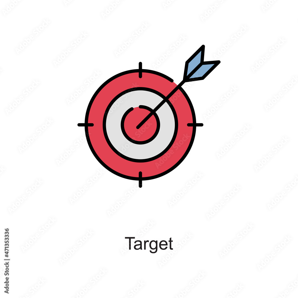 Target vector fill outline Icon. Pixel Perfect. For Mobile and Web. stock illustration Target vector fill outline Icon. Pixel Perfect. For Mobile and Web. stock illustration