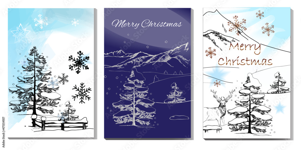Modern universal artistic templates. Merry Christmas Corporate Holiday cards and invitations. Winter design. Vector illustration.