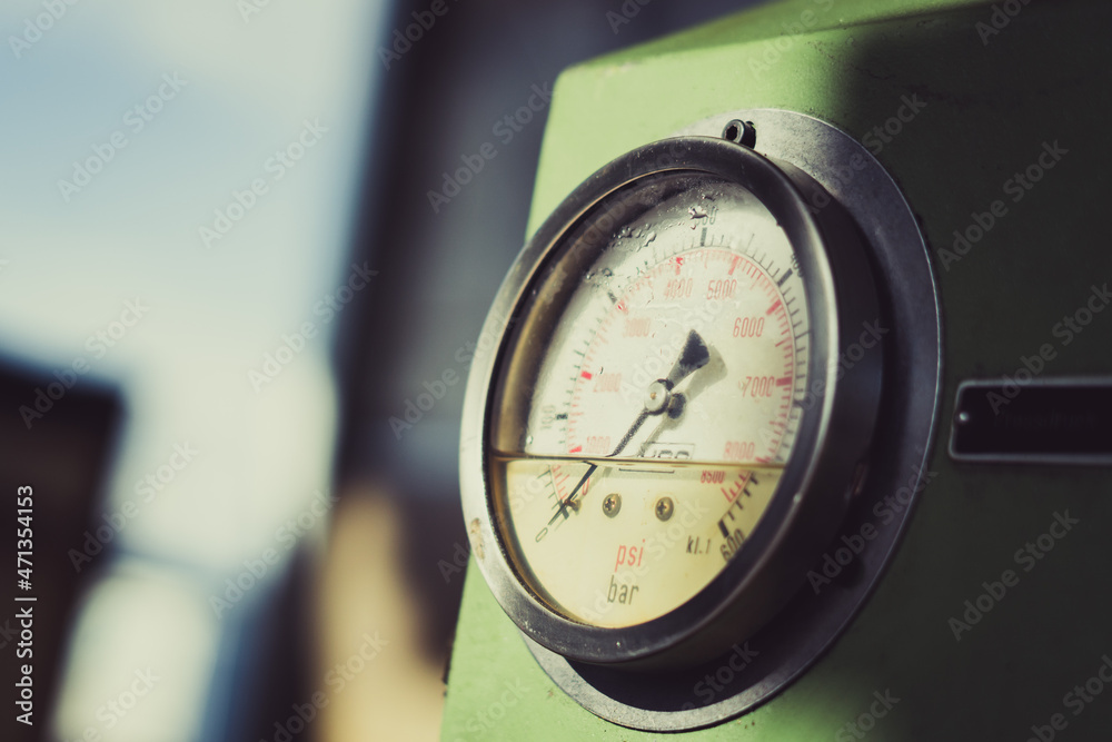 Old industrial gauge meter.