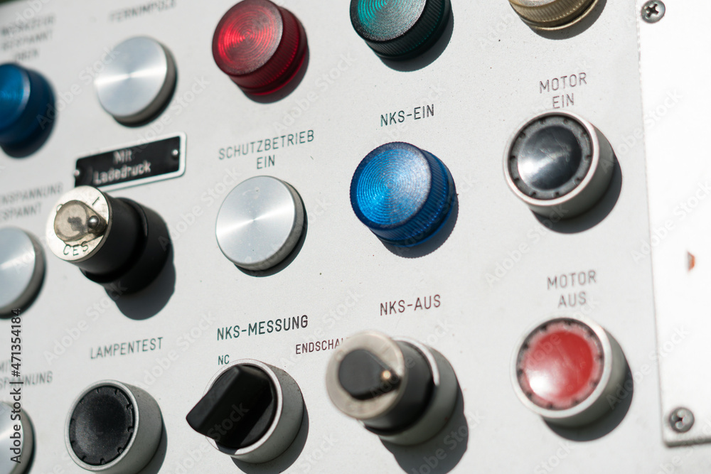 Electrical lighting buttons and control panel switch board.