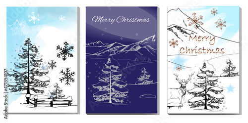 Obraz na płótnie Modern universal artistic templates. Merry Christmas Corporate Holiday cards and invitations. Winter design. Vector illustration. w salonie