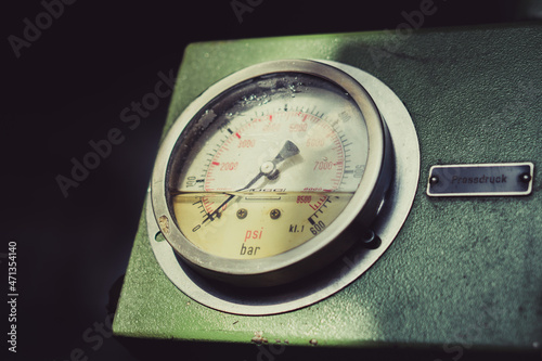 Old industrial gauge meter.