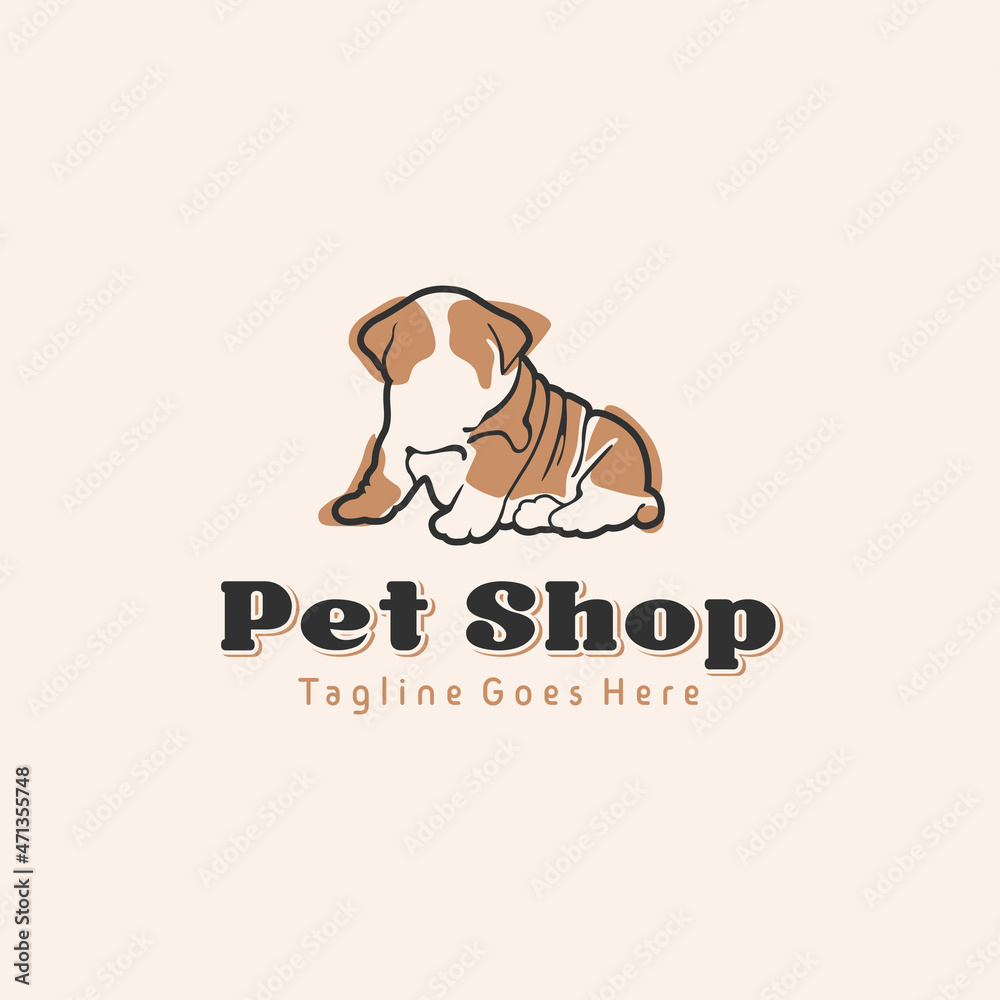 Simple dog puppy logo for pet shop logo animal lovers design vector