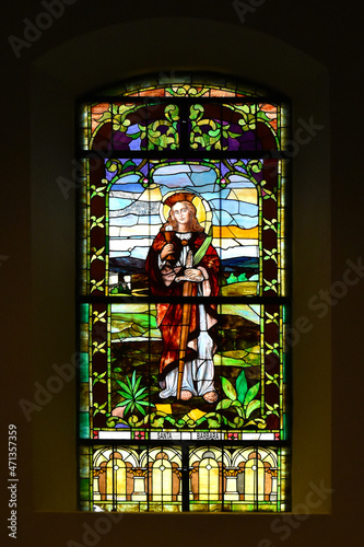 Obraz na plátně Stained glass window in Panama Metropolitan Cathedral, beautifully colored Saint