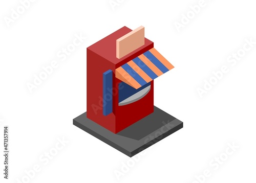 Small kiosk in isometric view. Simple flat illustration.