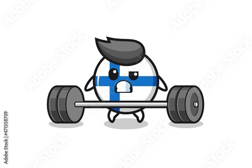 cartoon of finland flag lifting a barbell