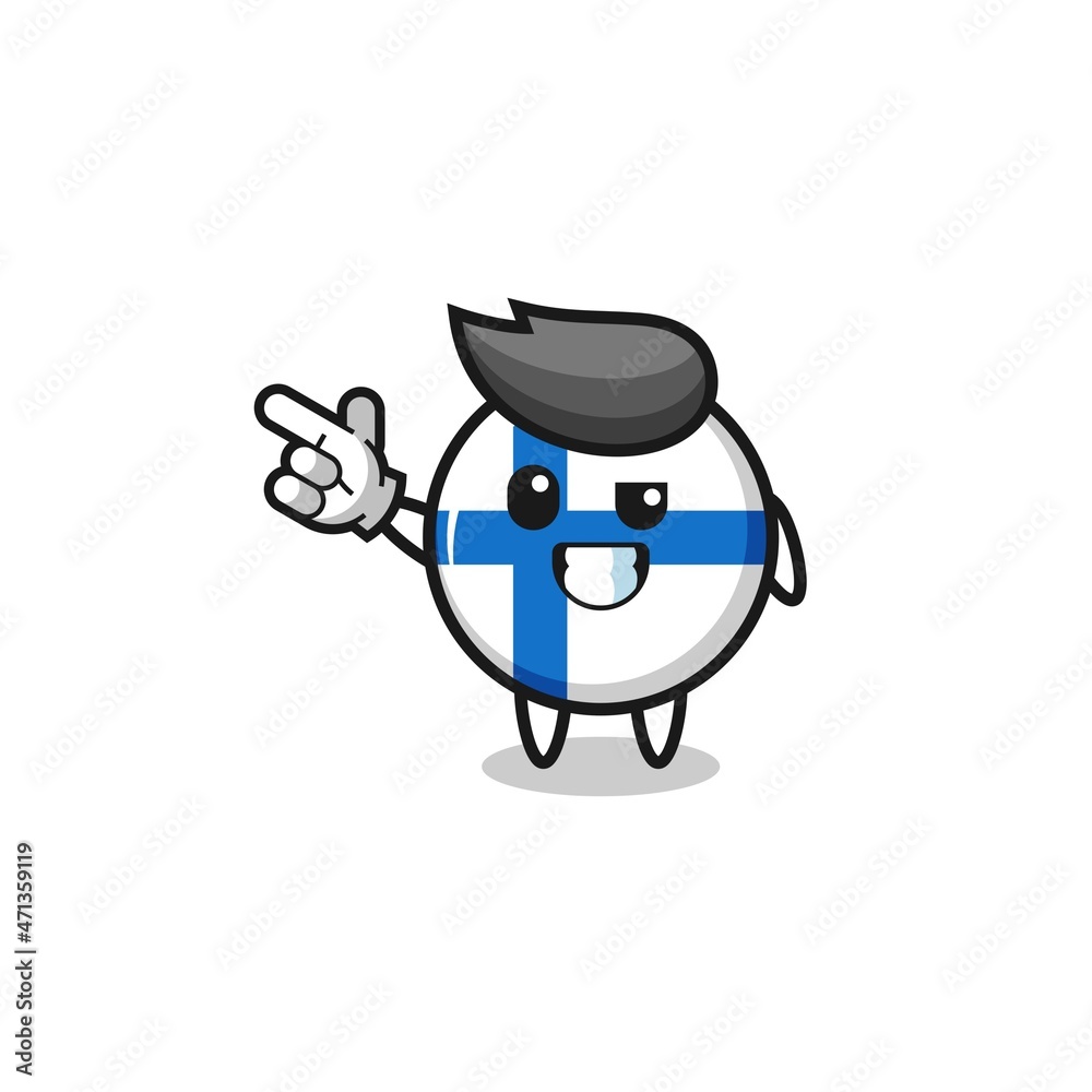 finland flag mascot pointing top left