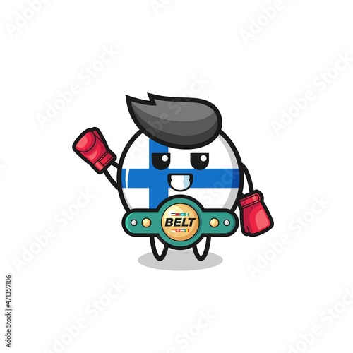 finland flag boxer mascot character