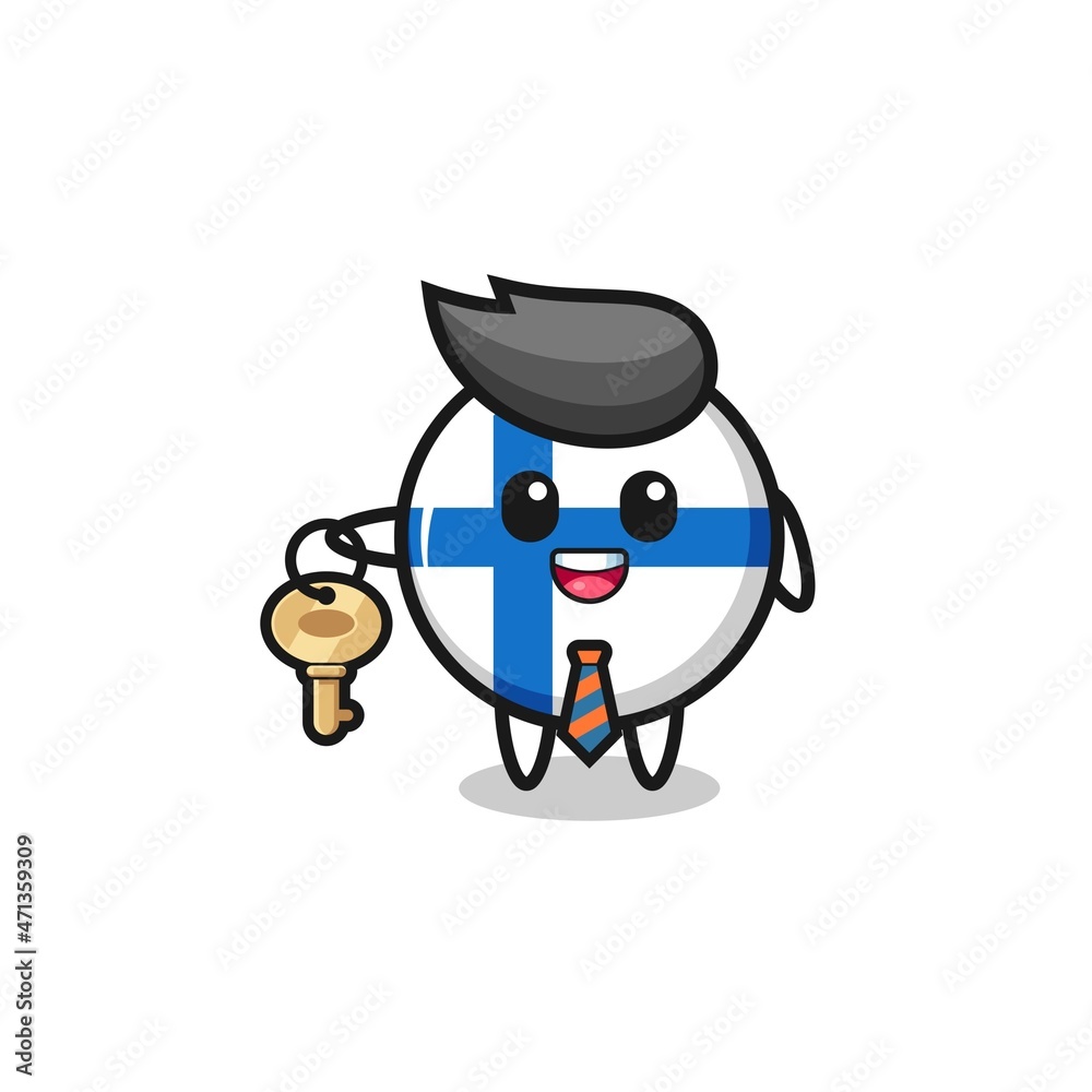 cute finland flag as a real estate agent mascot