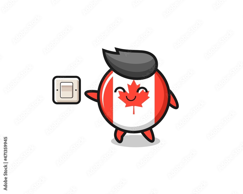 Fototapeta premium cartoon canada flag is turning off light