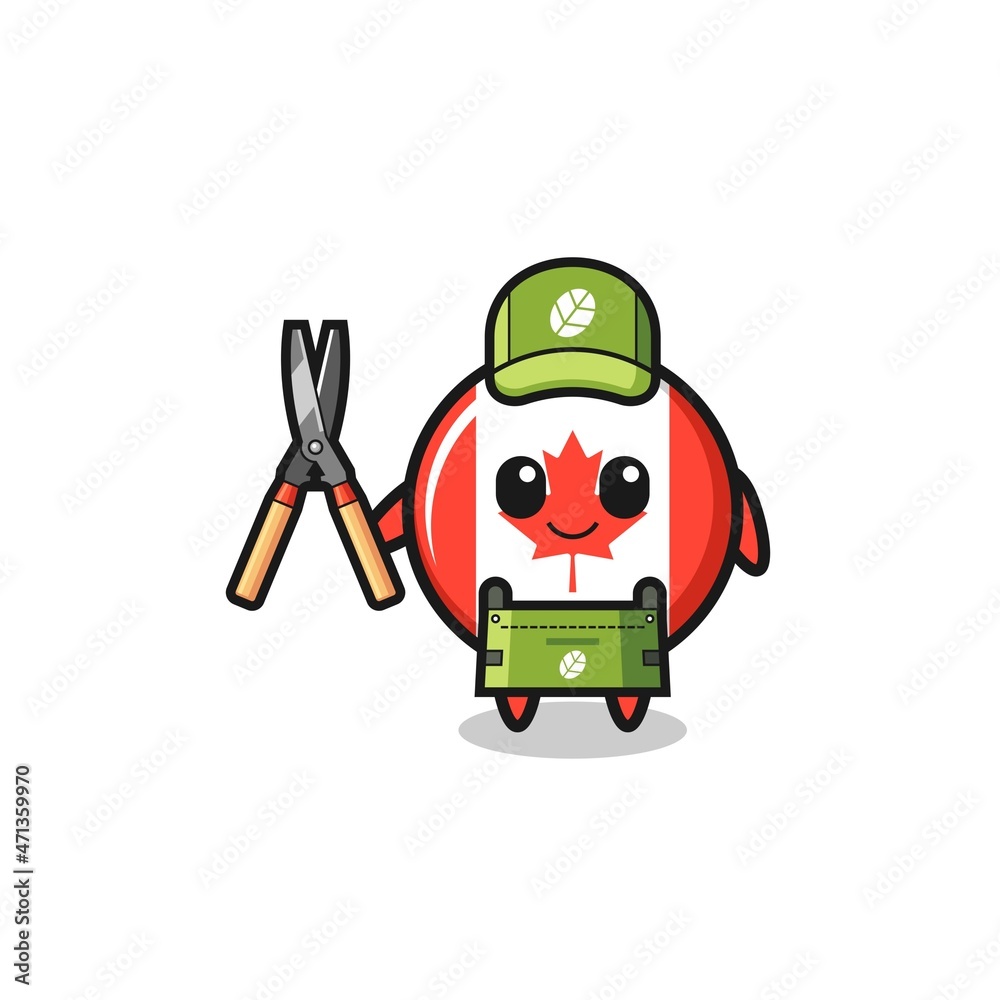 Fototapeta premium cute canada flag as gardener mascot