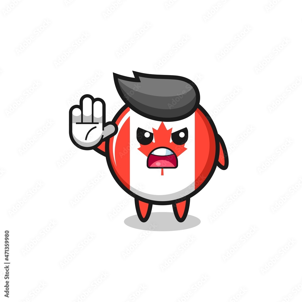 canada flag character doing stop gesture