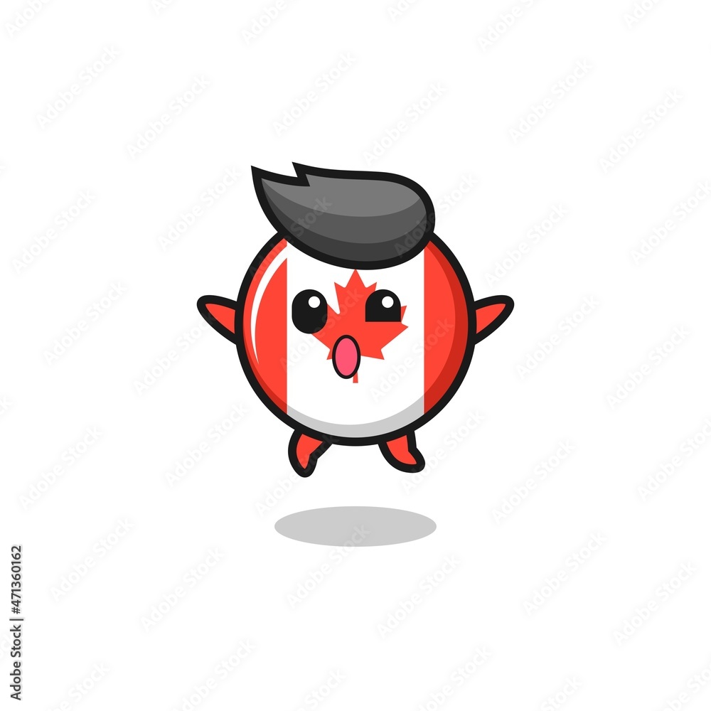canada flag character is jumping gesture