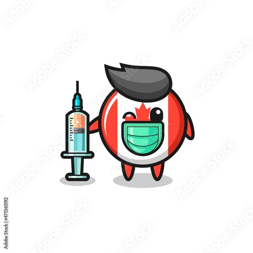 canada flag mascot as vaccinator