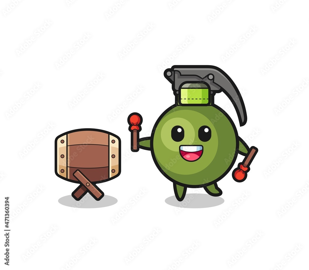 Fototapeta premium grenade muslim cartoon is beating the bedug