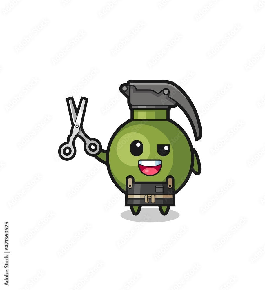 grenade character as barbershop mascot grenade character as barbershop mascot