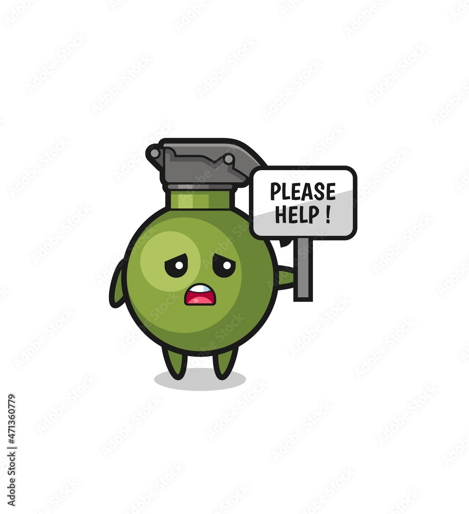 cute grenade hold the please help banner