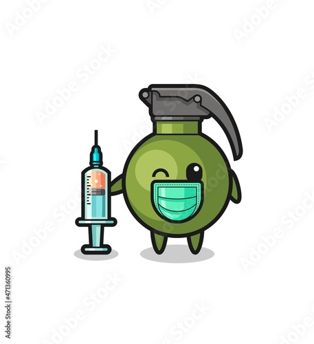 grenade mascot as vaccinator