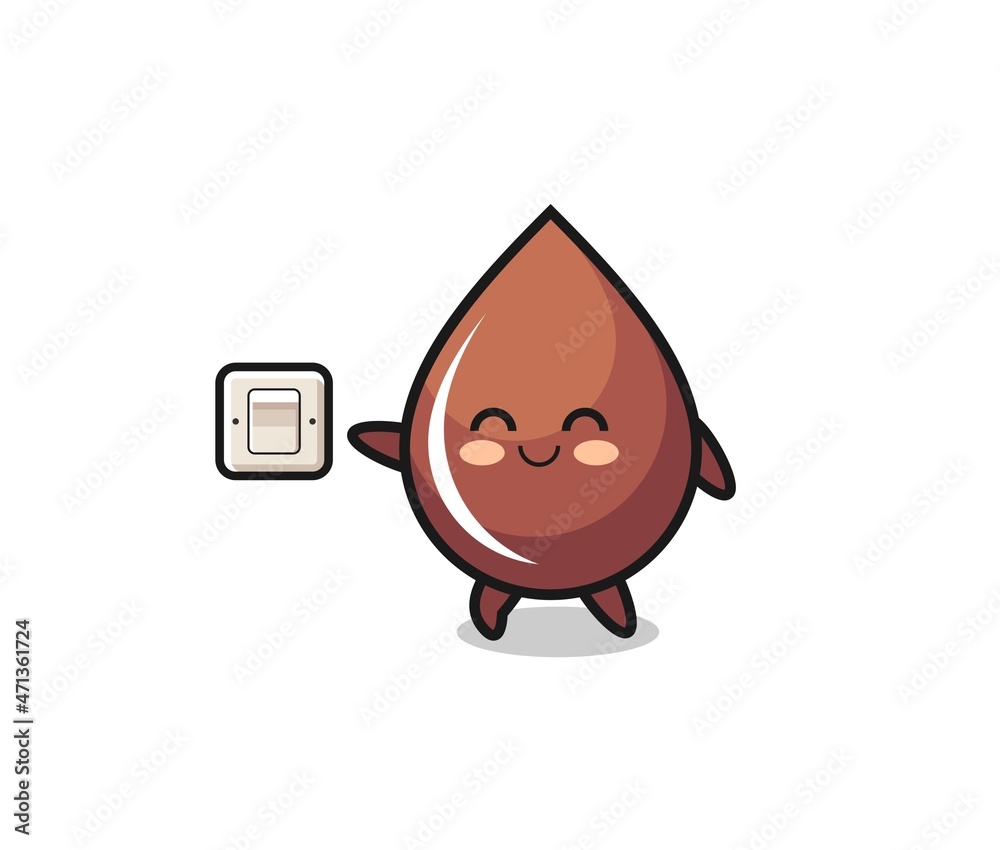 cartoon chocolate drop is turning off light cartoon chocolate drop is turning off light