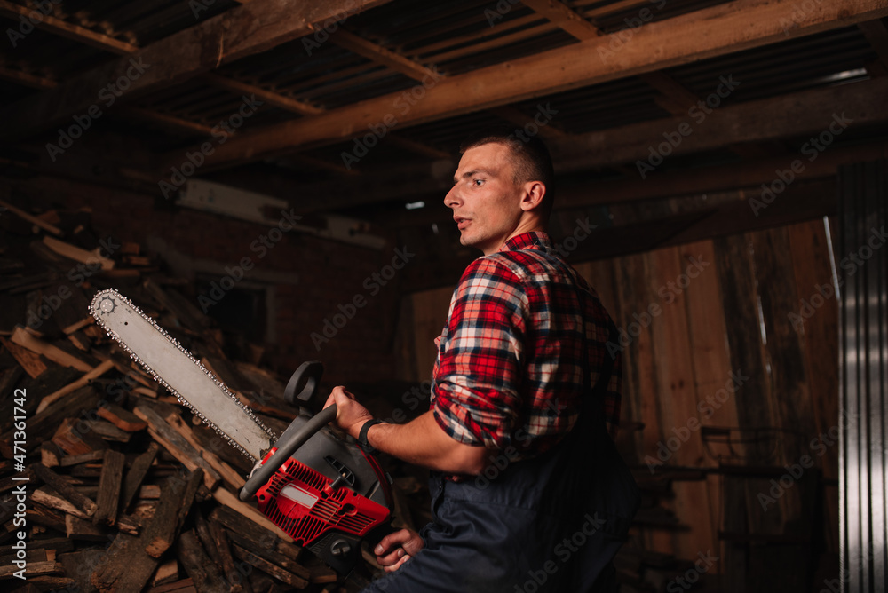 man with a chainsaw, a Canadian lumberjack
man with a chainsaw, a Canadian lumberjack