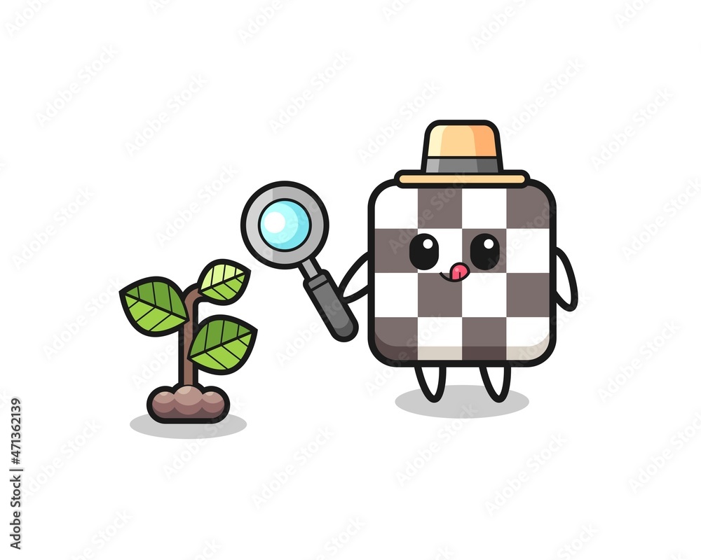 cute chess board herbalist researching a plants