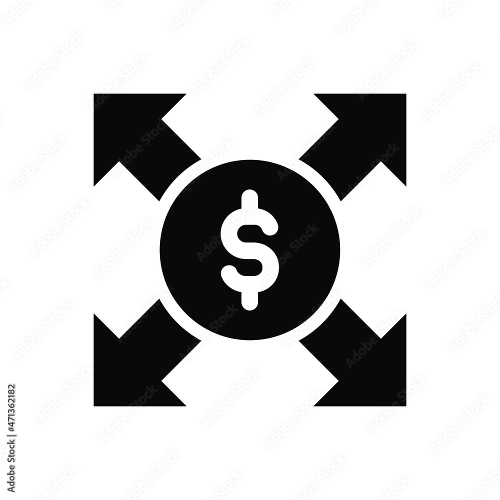 money expand. money with expand arrow icon vector money expand. money with expand arrow icon vector