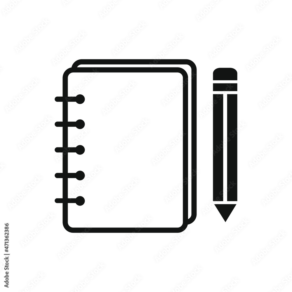 notebook with pen icon vector
