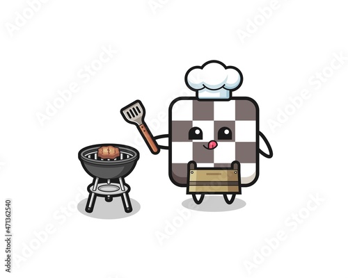chess board barbeque chef with a grill