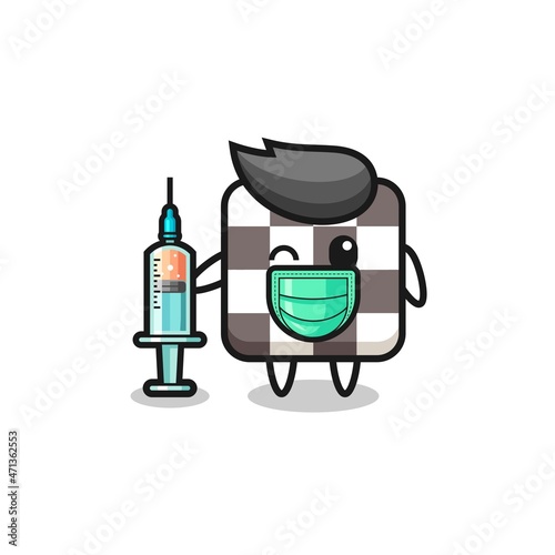 chess board mascot as vaccinator