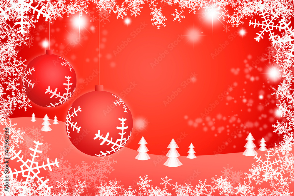Christmas background grafhic red with ornaments, snowflakes, stars and trees Christmas background grafhic red with ornaments, snowflakes, stars and trees