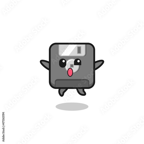 floppy disk character is jumping gesture