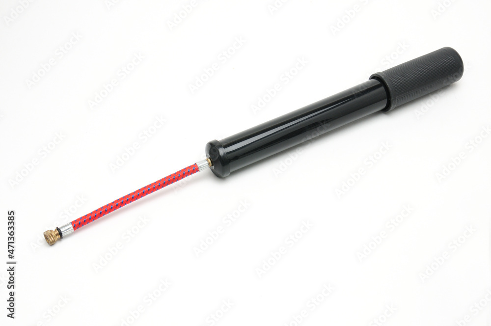 Bicycle pump with hose on white background Bicycle pump with hose on white background