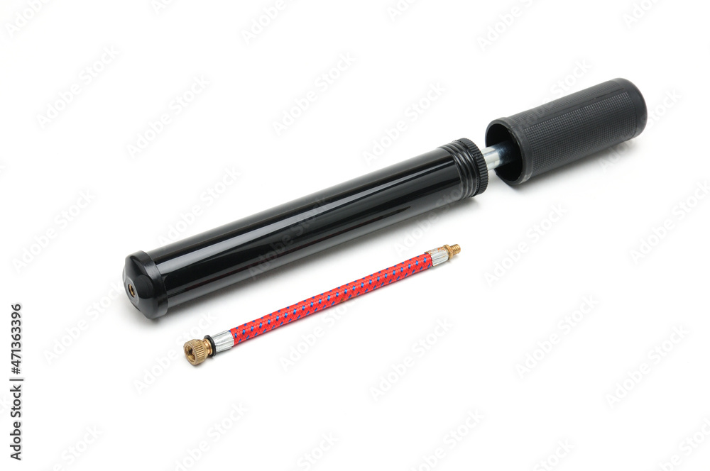 Bicycle pump with hose on white background Bicycle pump with hose on white background