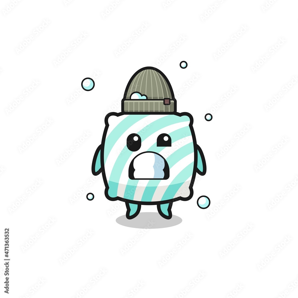 Obraz premium cute cartoon pillow with shivering expression