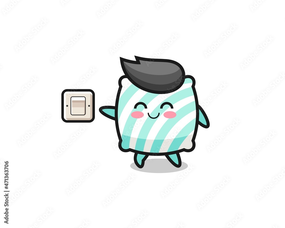 cartoon pillow is turning off light