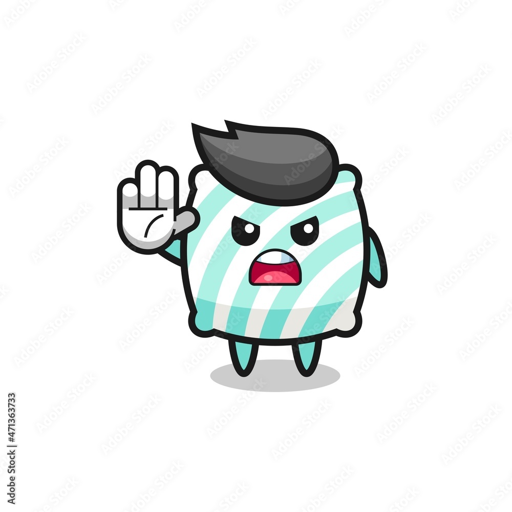pillow character doing stop gesture pillow character doing stop gesture