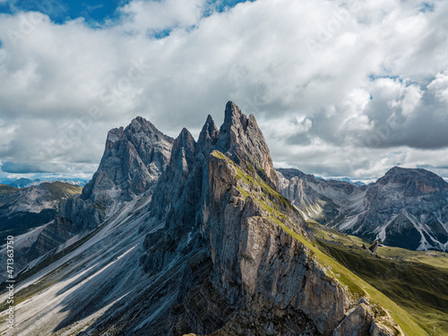 Dolomites - Seceda shot with a drone - mountain droneshot